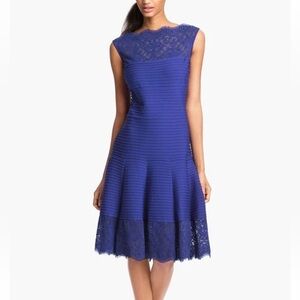 Tadashi Shoji Matte A-Line Jersey Dress Royal Blue